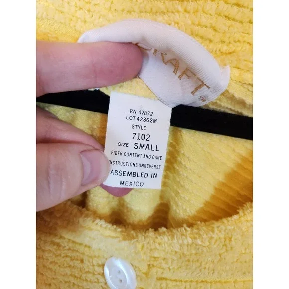 Herbcraft Women's Yellow Cotton Short Sleeve Button Front Sweaters Dress Size‎ S - Picture 4 of 7